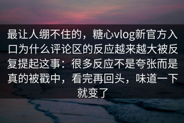 最让人绷不住的，糖心vlog新官方入口为什么评论区的反应越来越大被反复提起这事：很多反应不是夸张而是真的被戳中，看完再回头，味道一下就变了
