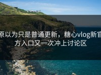 原以为只是普通更新，糖心vlog新官方入口又一次冲上讨论区