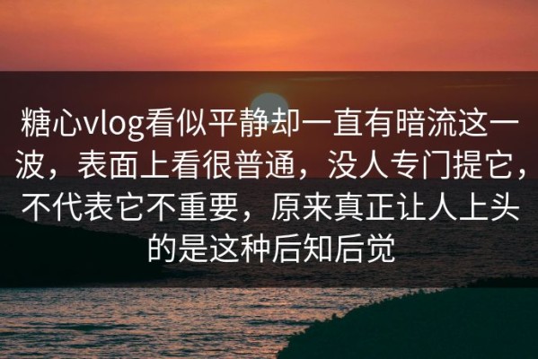 糖心vlog看似平静却一直有暗流这一波，表面上看很普通，没人专门提它，不代表它不重要，原来真正让人上头的是这种后知后觉