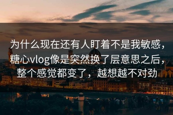为什么现在还有人盯着不是我敏感，糖心vlog像是突然换了层意思之后，整个感觉都变了，越想越不对劲