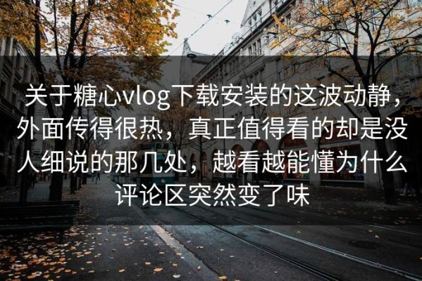 关于糖心vlog下载安装的这波动静，外面传得很热，真正值得看的却是没人细说的那几处，越看越能懂为什么评论区突然变了味