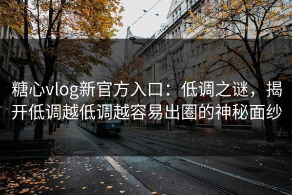 糖心vlog新官方入口：低调之谜，揭开低调越低调越容易出圈的神秘面纱