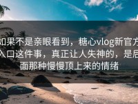 如果不是亲眼看到，糖心vlog新官方入口这件事，真正让人失神的，是后面那种慢慢顶上来的情绪