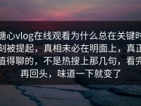 糖心vlog在线观看为什么总在关键时刻被提起，真相未必在明面上，真正值得聊的，不是热搜上那几句，看完再回头，味道一下就变了