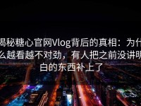 揭秘糖心官网Vlog背后的真相：为什么越看越不对劲，有人把之前没讲明白的东西补上了