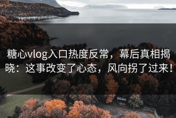 糖心vlog入口热度反常，幕后真相揭晓：这事改变了心态，风向拐了过来！