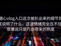 糖心vlog入口这次被扒出来的细节到底说明了什么，这波情绪完全压不住，很难说只是巧合带来的热度