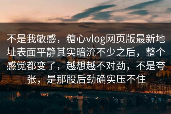 不是我敏感，糖心vlog网页版最新地址表面平静其实暗流不少之后，整个感觉都变了，越想越不对劲，不是夸张，是那股后劲确实压不住
