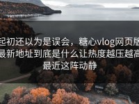 起初还以为是误会，糖心vlog网页版最新地址到底是什么让热度越压越高最近这阵动静
