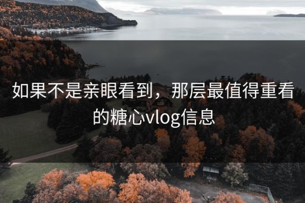 如果不是亲眼看到，那层最值得重看的糖心vlog信息