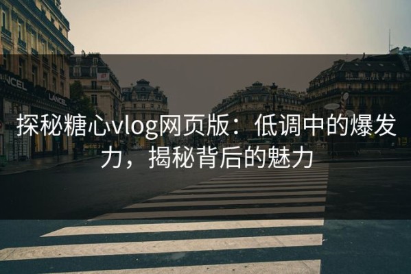 探秘糖心vlog网页版：低调中的爆发力，揭秘背后的魅力