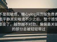 不是我敏感，糖心vlog网页版免费表面平静其实暗流不少之后，整个感觉都变了，越想越不对劲，偏偏最关键的部分总被轻轻带过