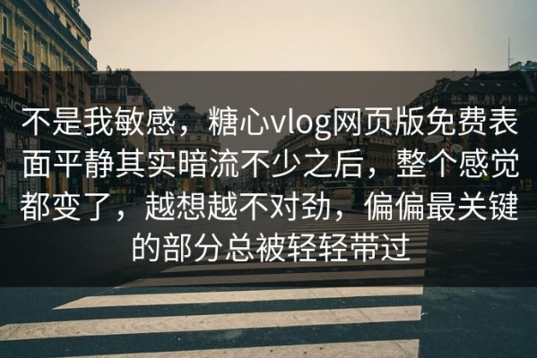 不是我敏感，糖心vlog网页版免费表面平静其实暗流不少之后，整个感觉都变了，越想越不对劲，偏偏最关键的部分总被轻轻带过