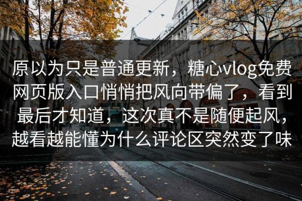 原以为只是普通更新，糖心vlog免费网页版入口悄悄把风向带偏了，看到最后才知道，这次真不是随便起风，越看越能懂为什么评论区突然变了味