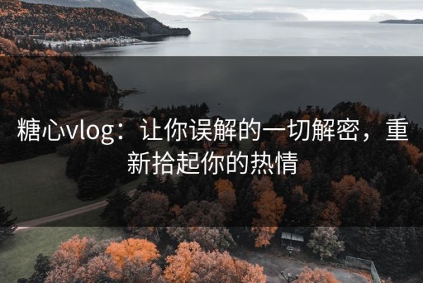 糖心vlog：让你误解的一切解密，重新拾起你的热情