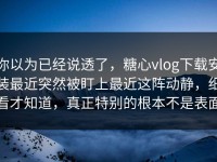 你以为已经说透了，糖心vlog下载安装最近突然被盯上最近这阵动静，细看才知道，真正特别的根本不是表面
