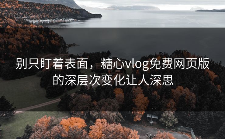 别只盯着表面，糖心vlog免费网页版的深层次变化让人深思