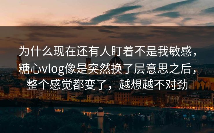 为什么现在还有人盯着不是我敏感，糖心vlog像是突然换了层意思之后，整个感觉都变了，越想越不对劲