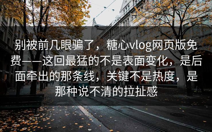 别被前几眼骗了，糖心vlog网页版免费——这回最猛的不是表面变化，是后面牵出的那条线，关键不是热度，是那种说不清的拉扯感