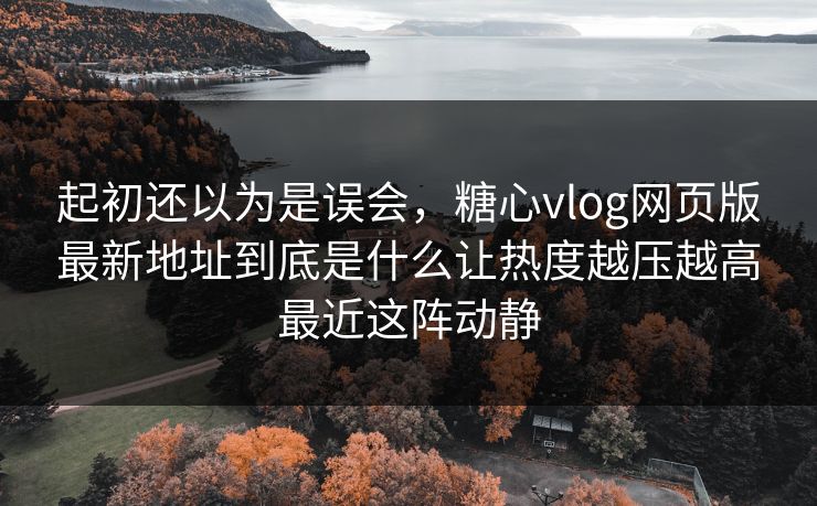 起初还以为是误会，糖心vlog网页版最新地址到底是什么让热度越压越高最近这阵动静