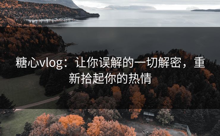 糖心vlog：让你误解的一切解密，重新拾起你的热情