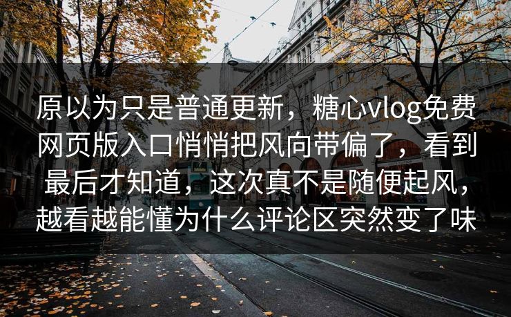 原以为只是普通更新，糖心vlog免费网页版入口悄悄把风向带偏了，看到最后才知道，这次真不是随便起风，越看越能懂为什么评论区突然变了味