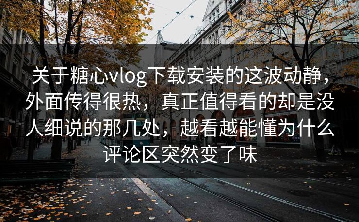 关于糖心vlog下载安装的这波动静，外面传得很热，真正值得看的却是没人细说的那几处，越看越能懂为什么评论区突然变了味