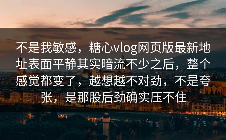 不是我敏感，糖心vlog网页版最新地址表面平静其实暗流不少之后，整个感觉都变了，越想越不对劲，不是夸张，是那股后劲确实压不住