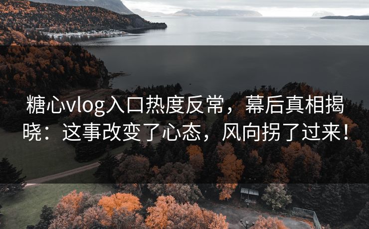 糖心vlog入口热度反常，幕后真相揭晓：这事改变了心态，风向拐了过来！