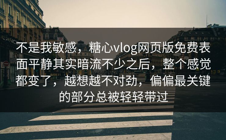 不是我敏感，糖心vlog网页版免费表面平静其实暗流不少之后，整个感觉都变了，越想越不对劲，偏偏最关键的部分总被轻轻带过