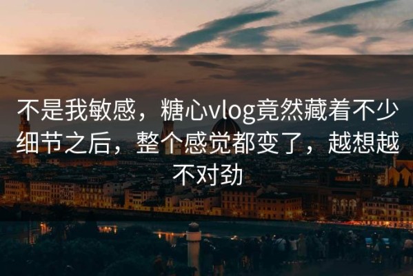 不是我敏感，糖心vlog竟然藏着不少细节之后，整个感觉都变了，越想越不对劲
