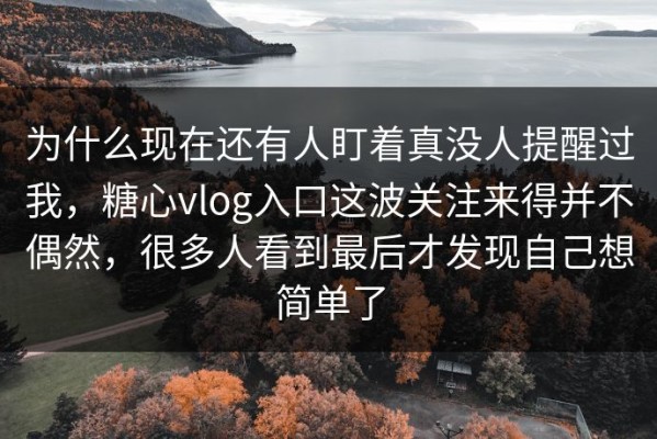 为什么现在还有人盯着真没人提醒过我，糖心vlog入口这波关注来得并不偶然，很多人看到最后才发现自己想简单了