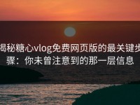 揭秘糖心vlog免费网页版的最关键步骤：你未曾注意到的那一层信息