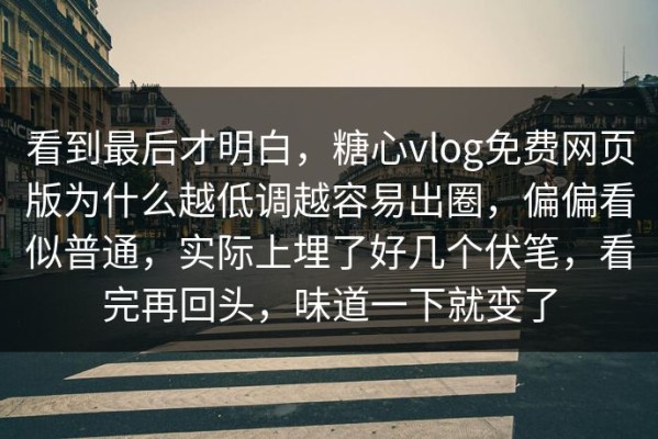 看到最后才明白，糖心vlog免费网页版为什么越低调越容易出圈，偏偏看似普通，实际上埋了好几个伏笔，看完再回头，味道一下就变了