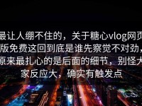 最让人绷不住的，关于糖心vlog网页版免费这回到底是谁先察觉不对劲，原来最扎心的是后面的细节，别怪大家反应大，确实有触发点
