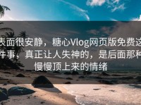 表面很安静，糖心Vlog网页版免费这件事，真正让人失神的，是后面那种慢慢顶上来的情绪