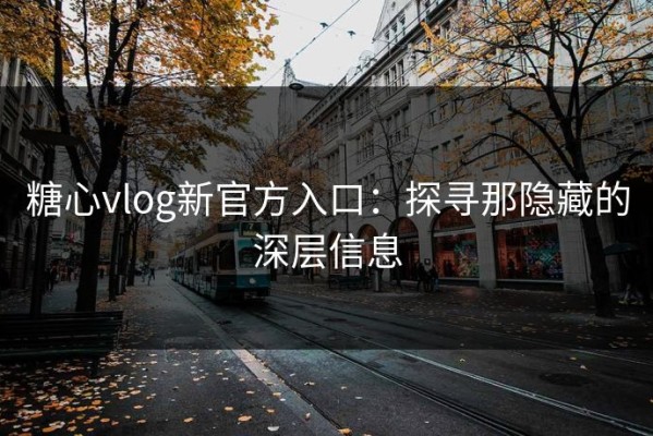 糖心vlog新官方入口：探寻那隐藏的深层信息