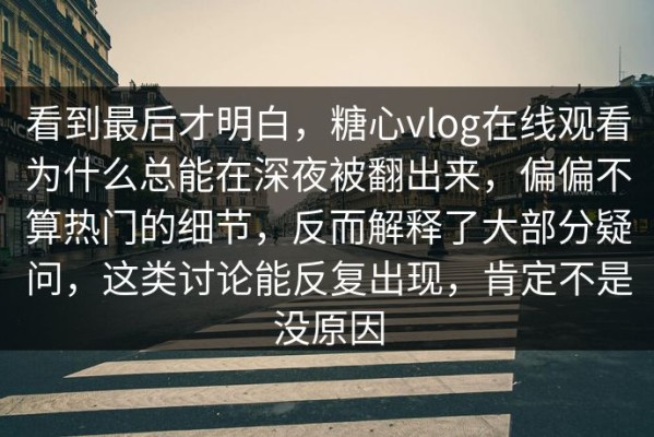看到最后才明白，糖心vlog在线观看为什么总能在深夜被翻出来，偏偏不算热门的细节，反而解释了大部分疑问，这类讨论能反复出现，肯定不是没原因