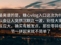 最离谱的是，糖心vlog入口这次为什么会让人突然沉默这一波，别怪大家反应大，确实有触发点，那些零碎细节一拼起来就不简单了