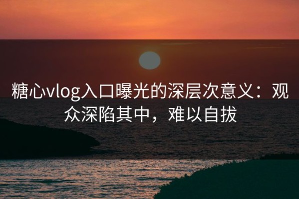 糖心vlog入口曝光的深层次意义：观众深陷其中，难以自拔