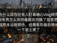 为什么现在还有人盯着糖心vlog网页版免费怎么突然像是突然换了层意思，我原本没抱期待，结果看到最后情绪一下就上来了