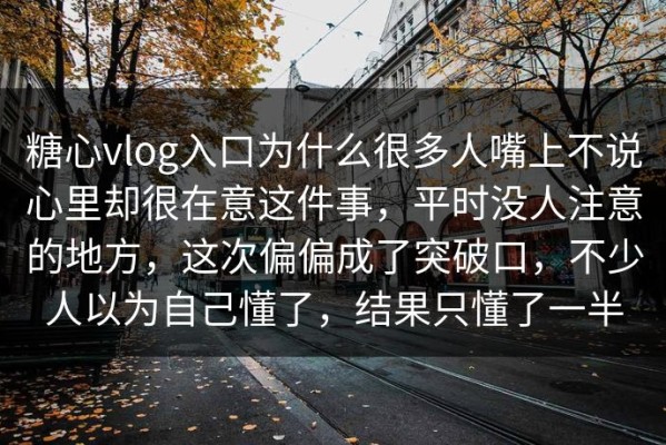 糖心vlog入口为什么很多人嘴上不说心里却很在意这件事，平时没人注意的地方，这次偏偏成了突破口，不少人以为自己懂了，结果只懂了一半