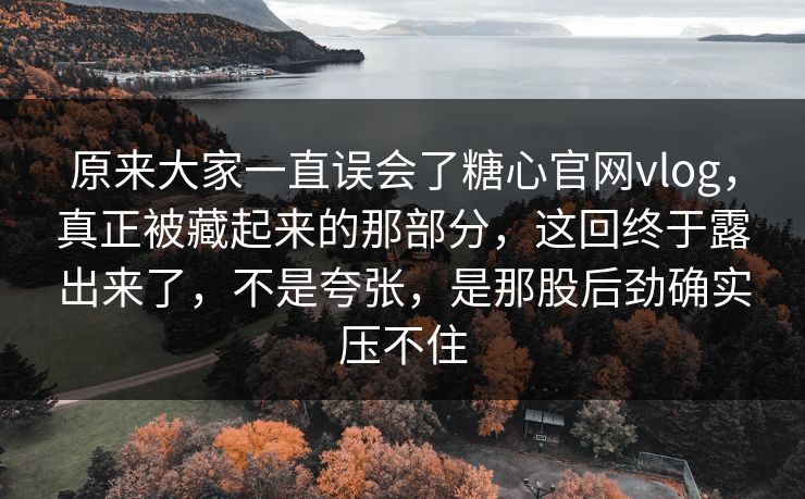 原来大家一直误会了糖心官网vlog,真正被藏起来的那部分,这回终于露出来了,不是夸张,是那股后劲确实压不住 原来大家一直误会了糖心官网vlog,真正被藏起来的那部分,这回终于露出来了,不是夸张,是那股后劲确实压不住